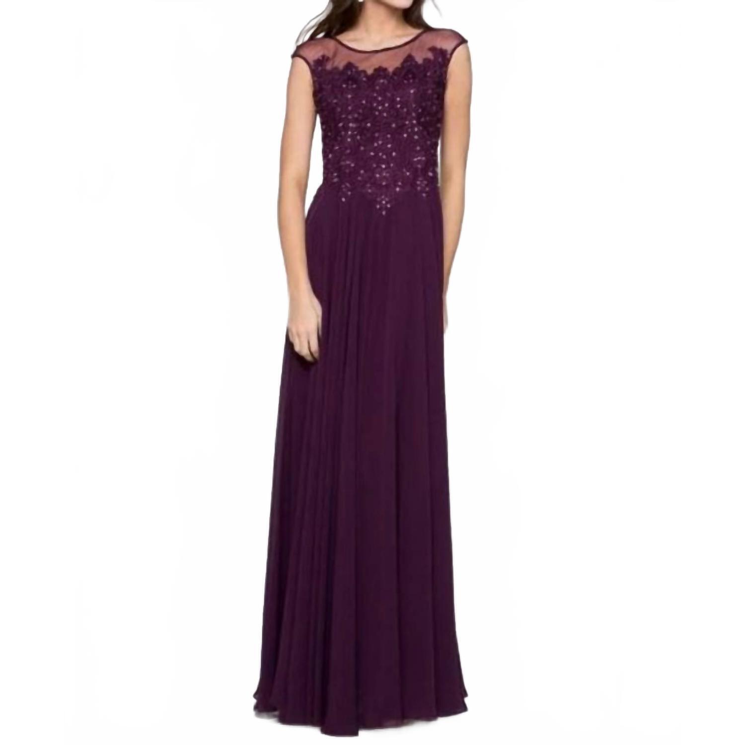 New Colors Dress Beaded Embroidered Gown In Eggplant